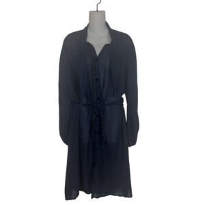Forte_Forte Size 2 (Medium) Blue Gauzy Belted Cotton Dress